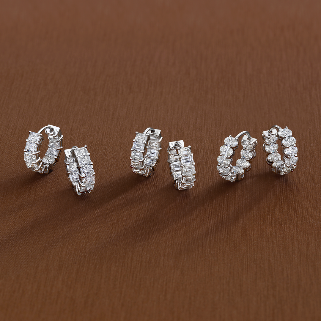 4.16 Carat Radiant-Cut Diamond Huggies