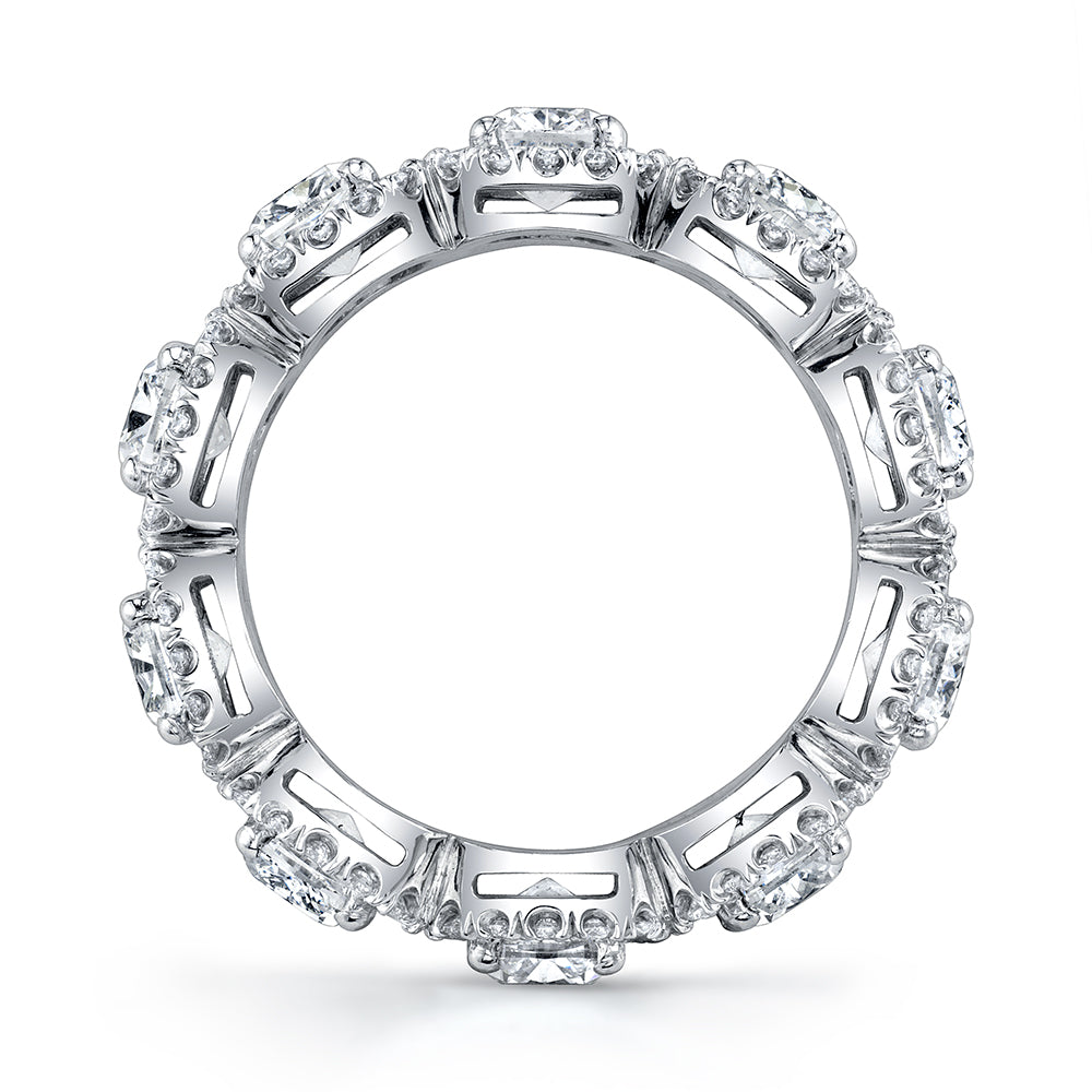 Brilliant Round Cut Eternity Band with Pavé Halo