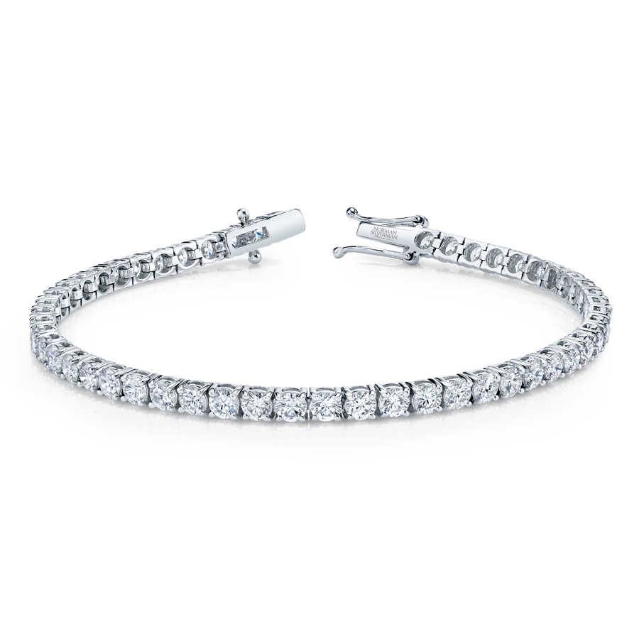 Signature Round Diamond Tennis Bracelet - MULTIPLE SIZES - White Gold