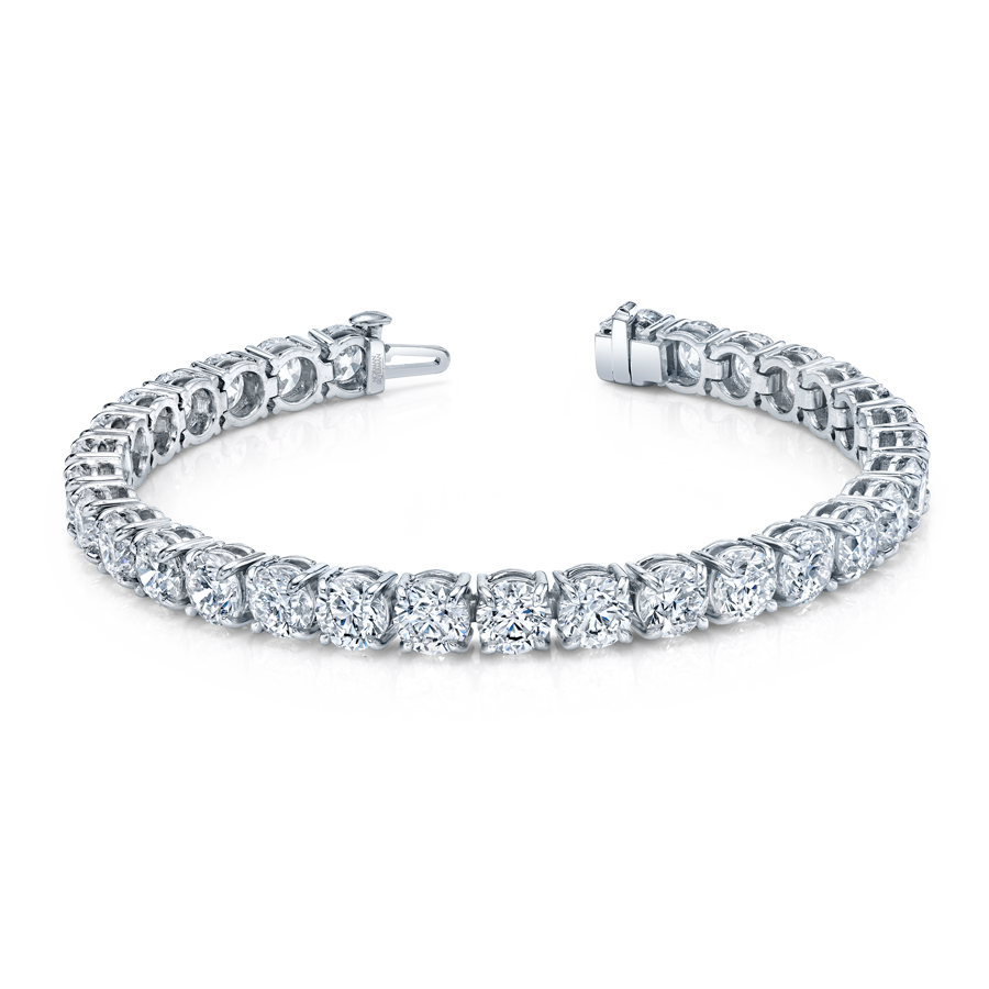Signature Round Diamond Tennis Bracelet - MULTIPLE SIZES - White Gold