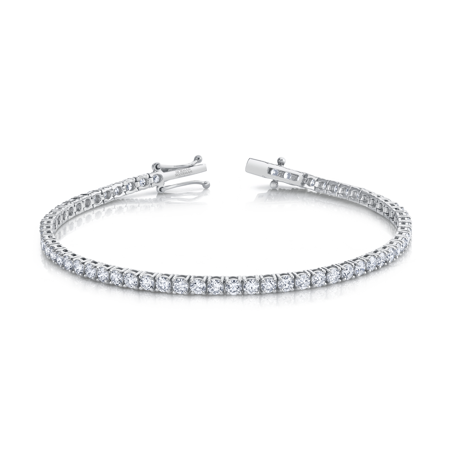 Signature Round Diamond Tennis Bracelet - MULTIPLE SIZES - White Gold