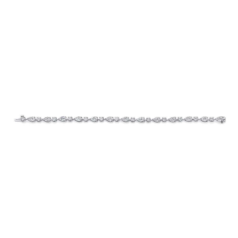 Straight Line Wire Set Bracelet with Fancy Mixed Shape Diamonds