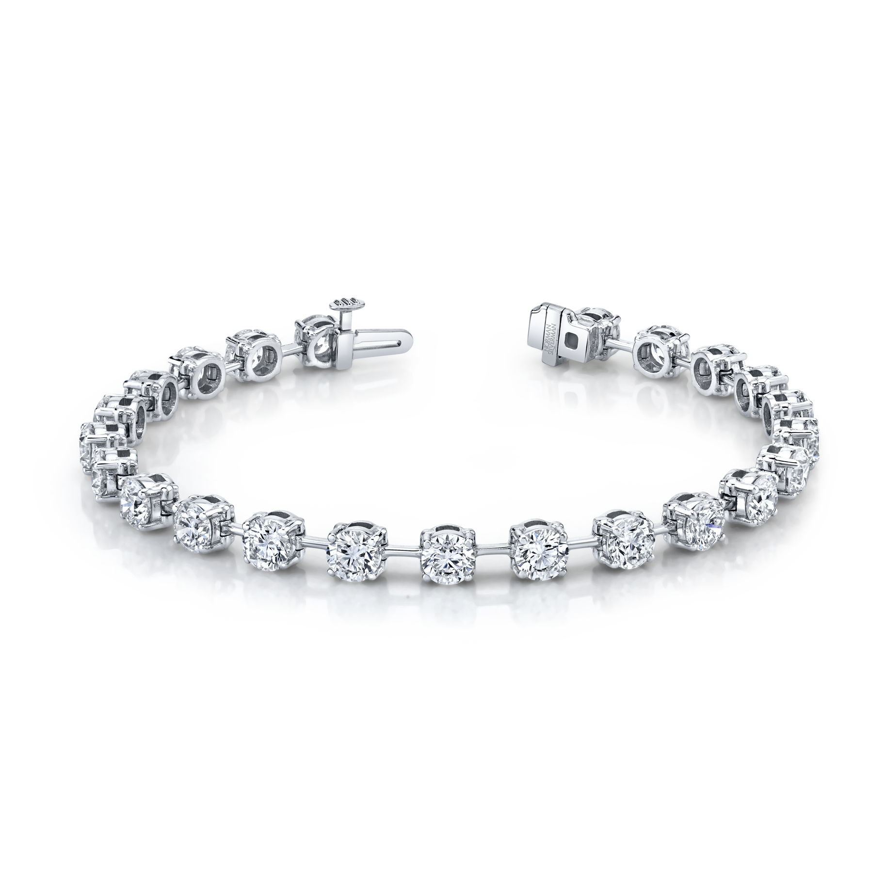 9.39 Carat 18k White Gold Straight Line Wire Set Bracelet