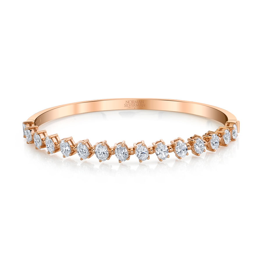 Tilted Oval Diamond Bangle Bracelet