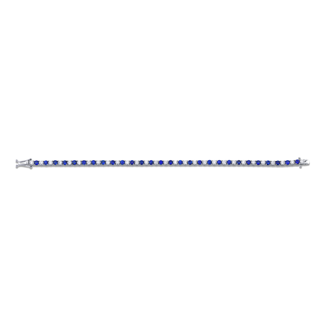 Alternating Diamond and Sapphire Straight Line Bracelet