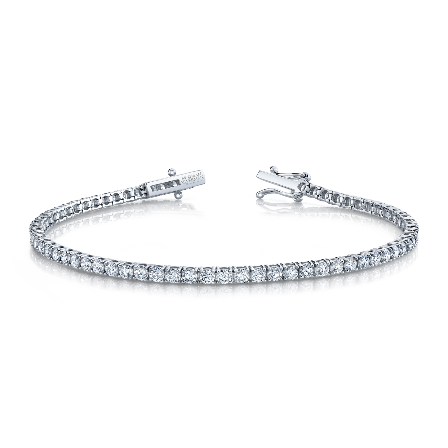 Signature Round Diamond Tennis Bracelet - MULTIPLE SIZES - White Gold