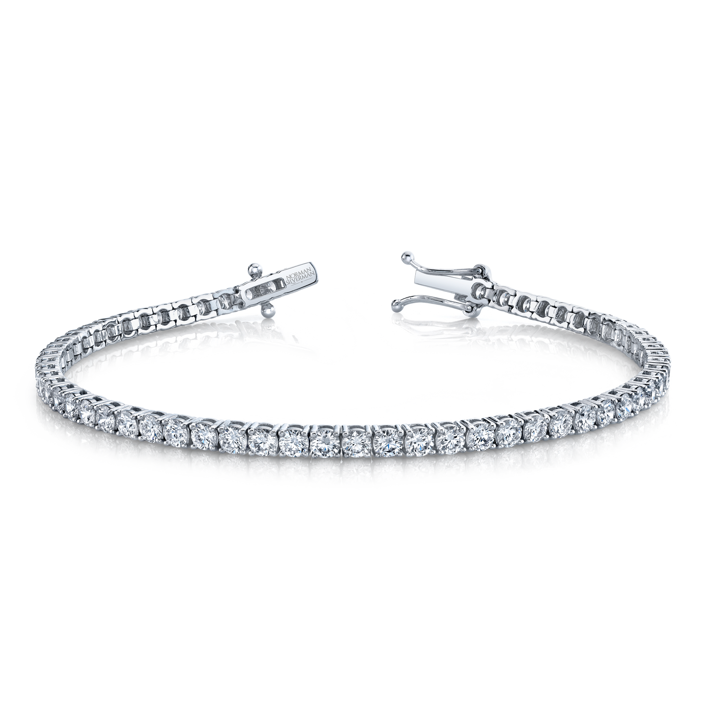 Signature Round Diamond Tennis Bracelet - MULTIPLE SIZES - White Gold