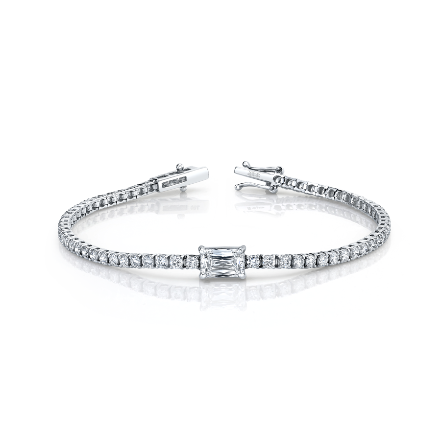 Straight Line Bracelet with Rectangular Modified Brilliant Center