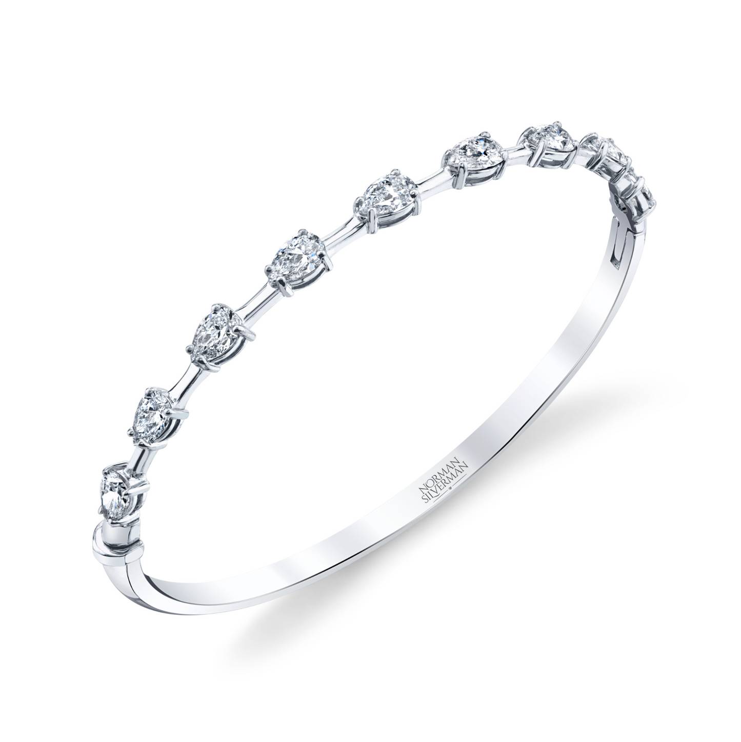 Hinged Bangle Bracelet with Pear Shape Diamonds