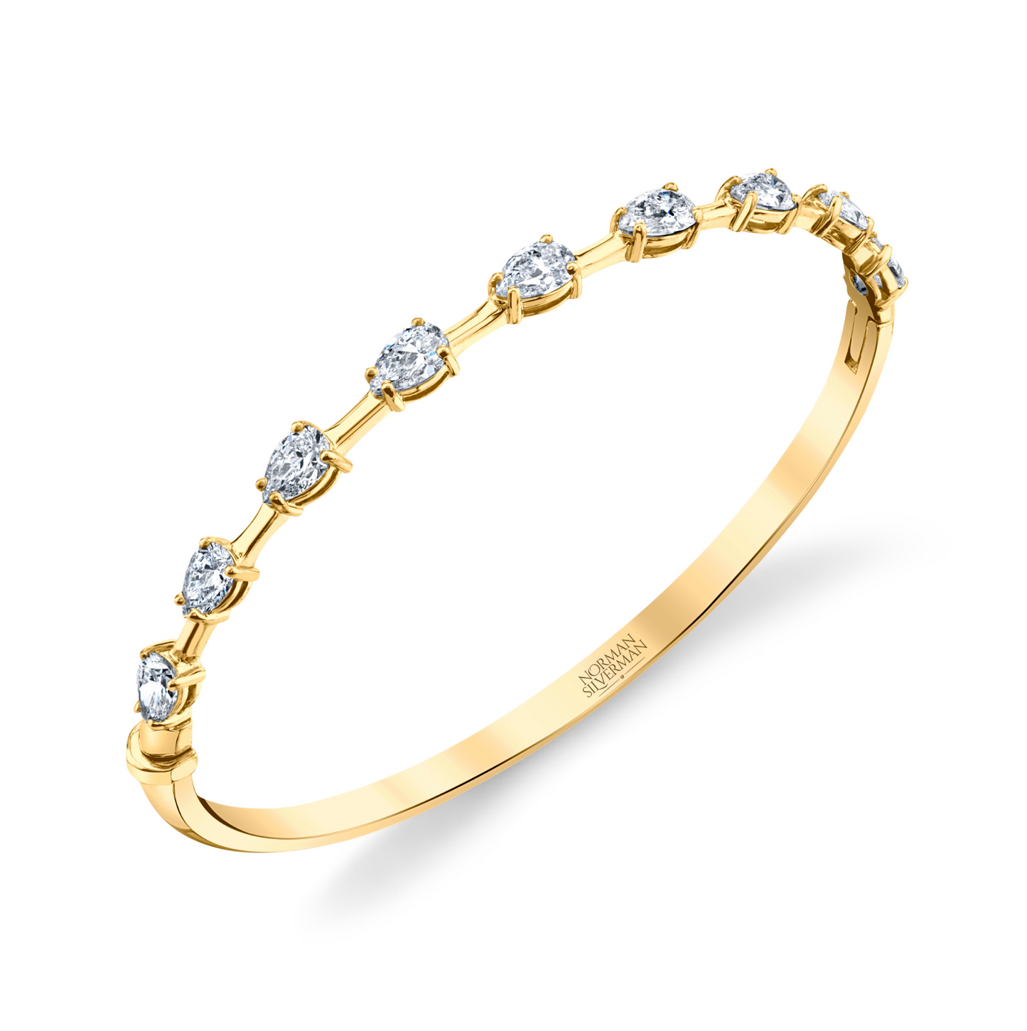 Hinged Bangle Bracelet with Pear Shape Diamonds