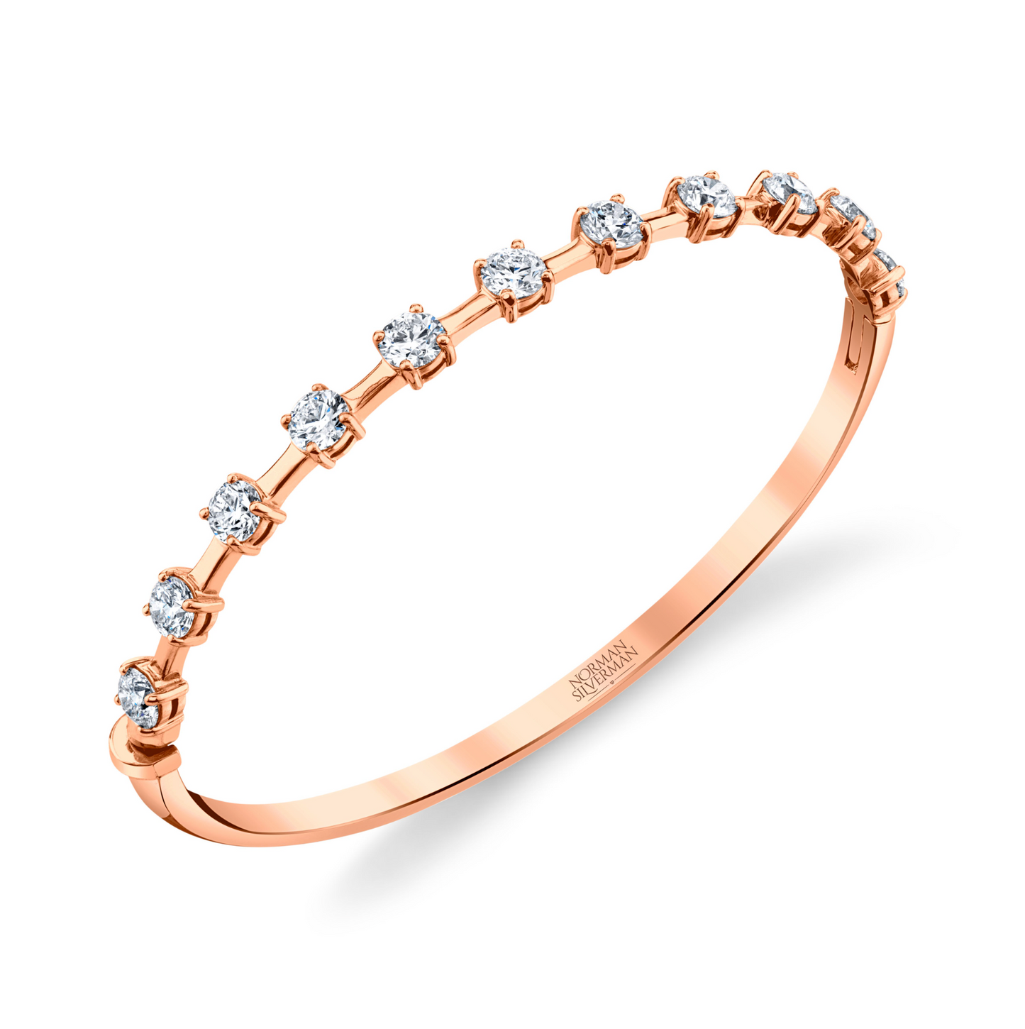 Round Diamond and Bar Hinged Bracelet