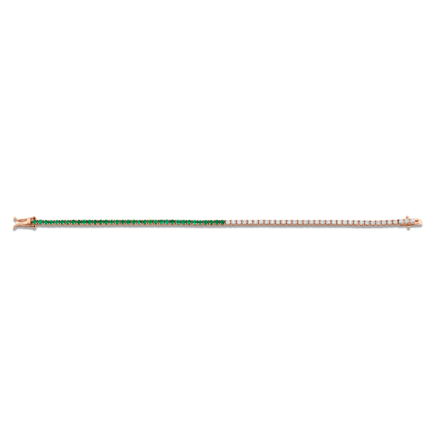 Green Emerald and Diamond Halfway Bracelet