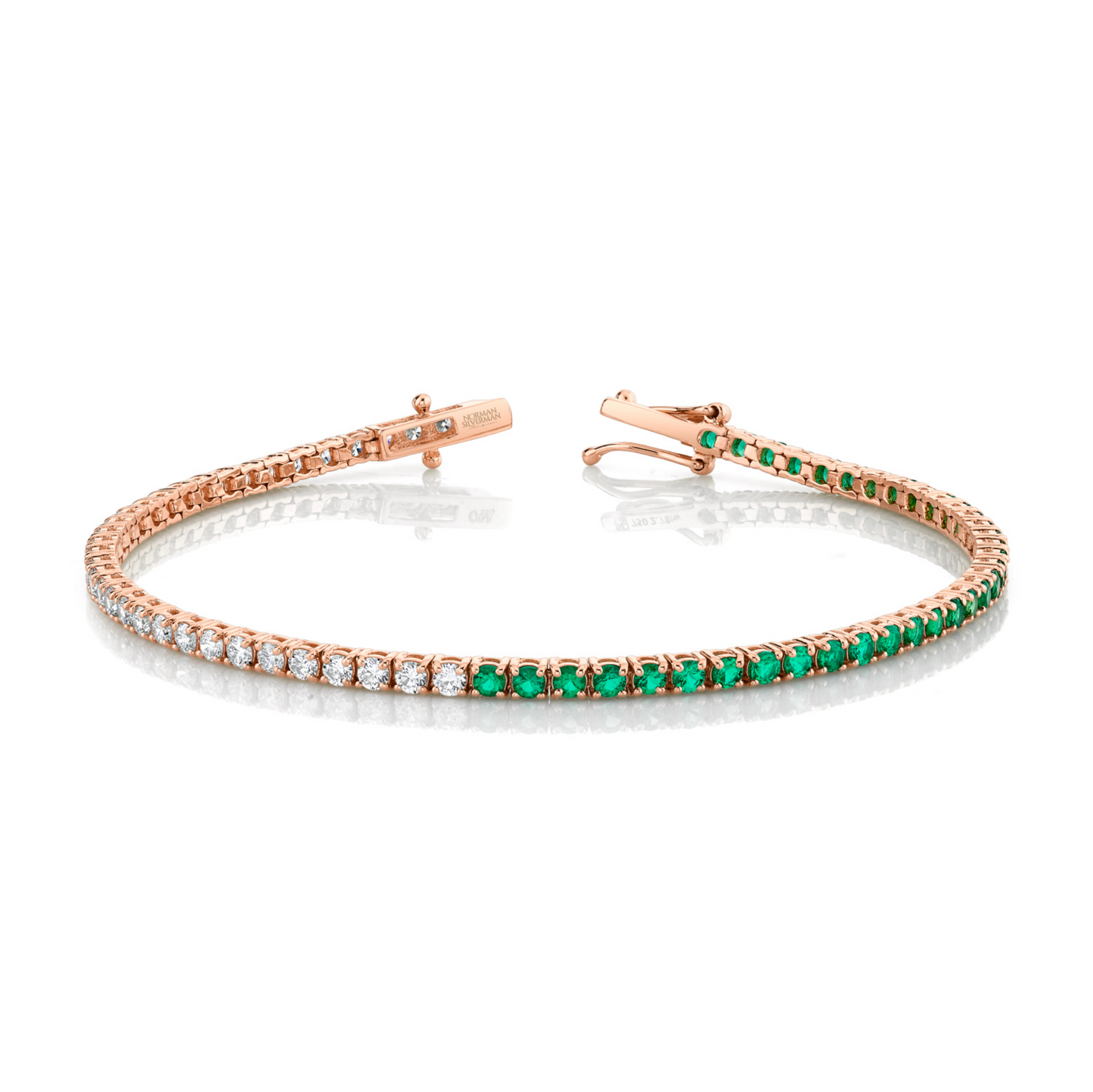 Green Emerald and Diamond Halfway Bracelet