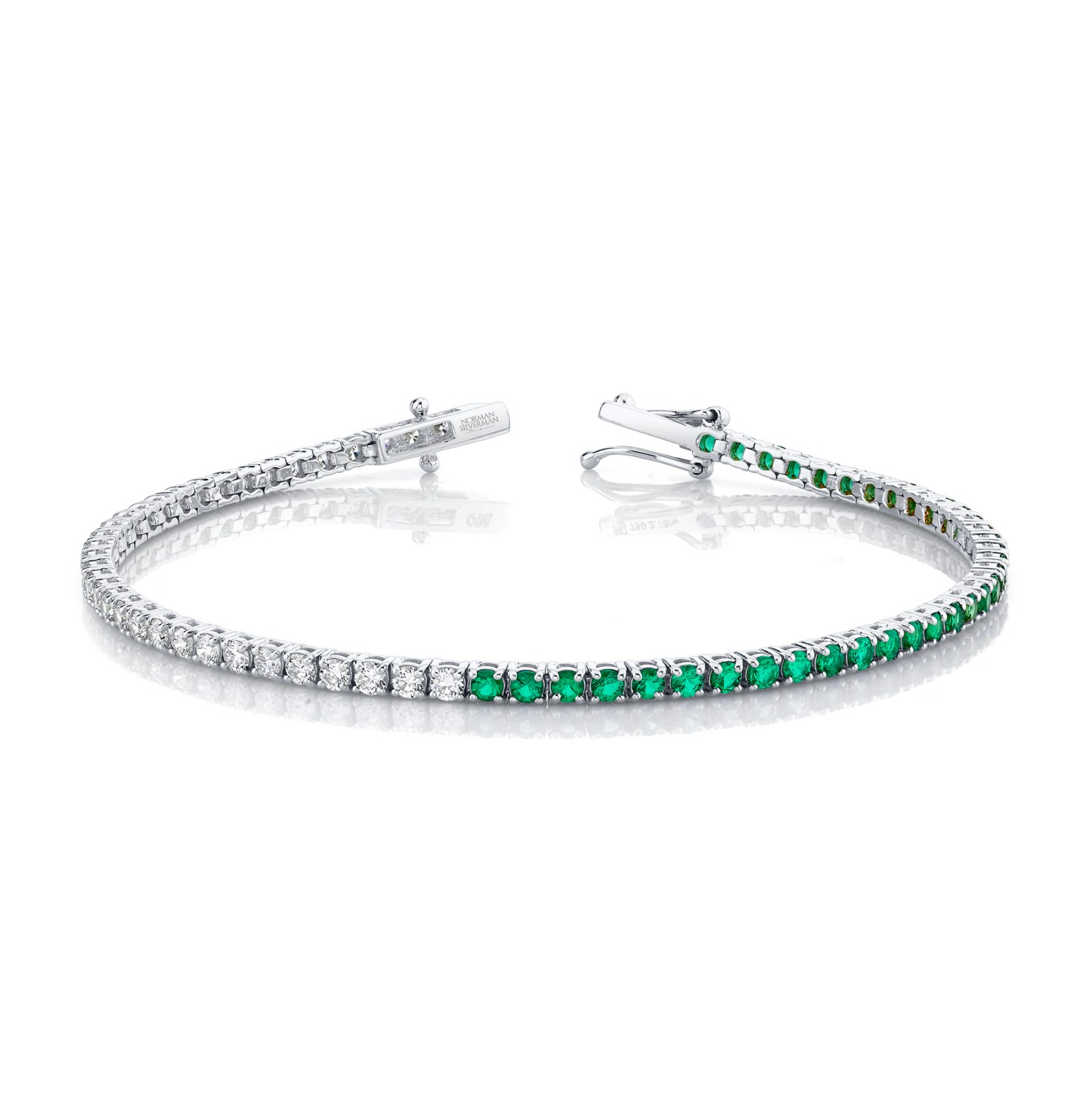 Green Emerald and Diamond Halfway Bracelet