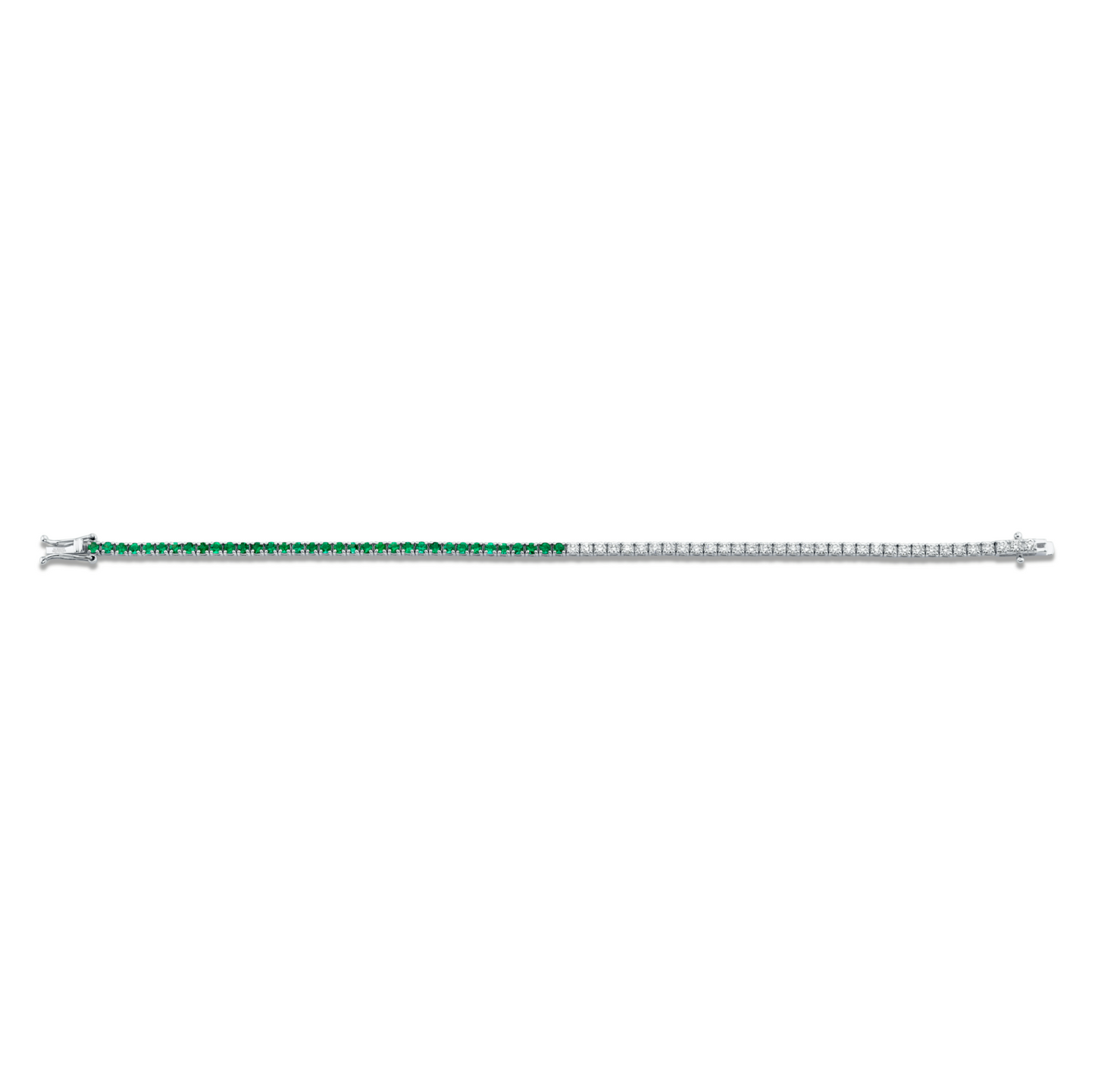 Green Emerald and Diamond Halfway Bracelet