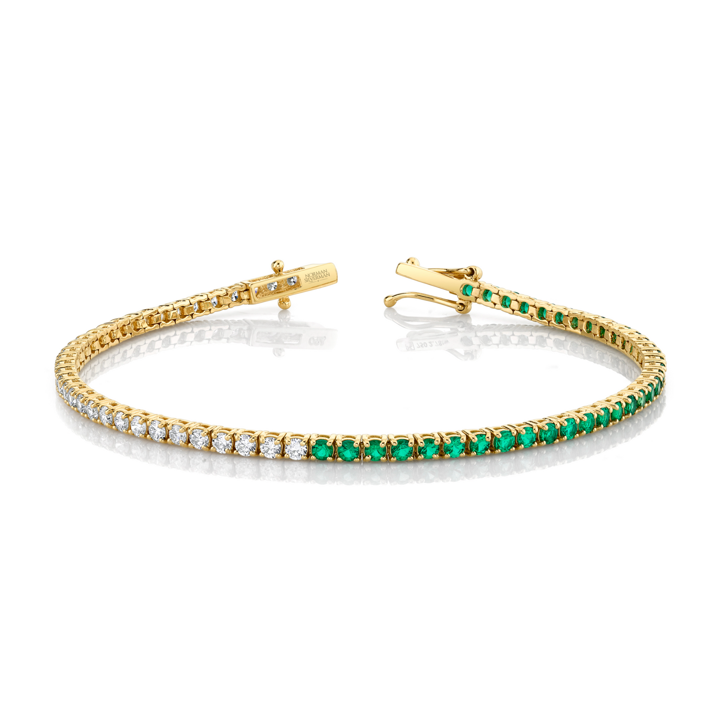 Green Emerald and Diamond Halfway Bracelet
