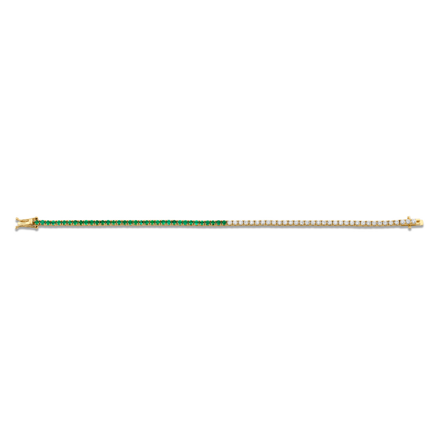 Green Emerald and Diamond Halfway Bracelet