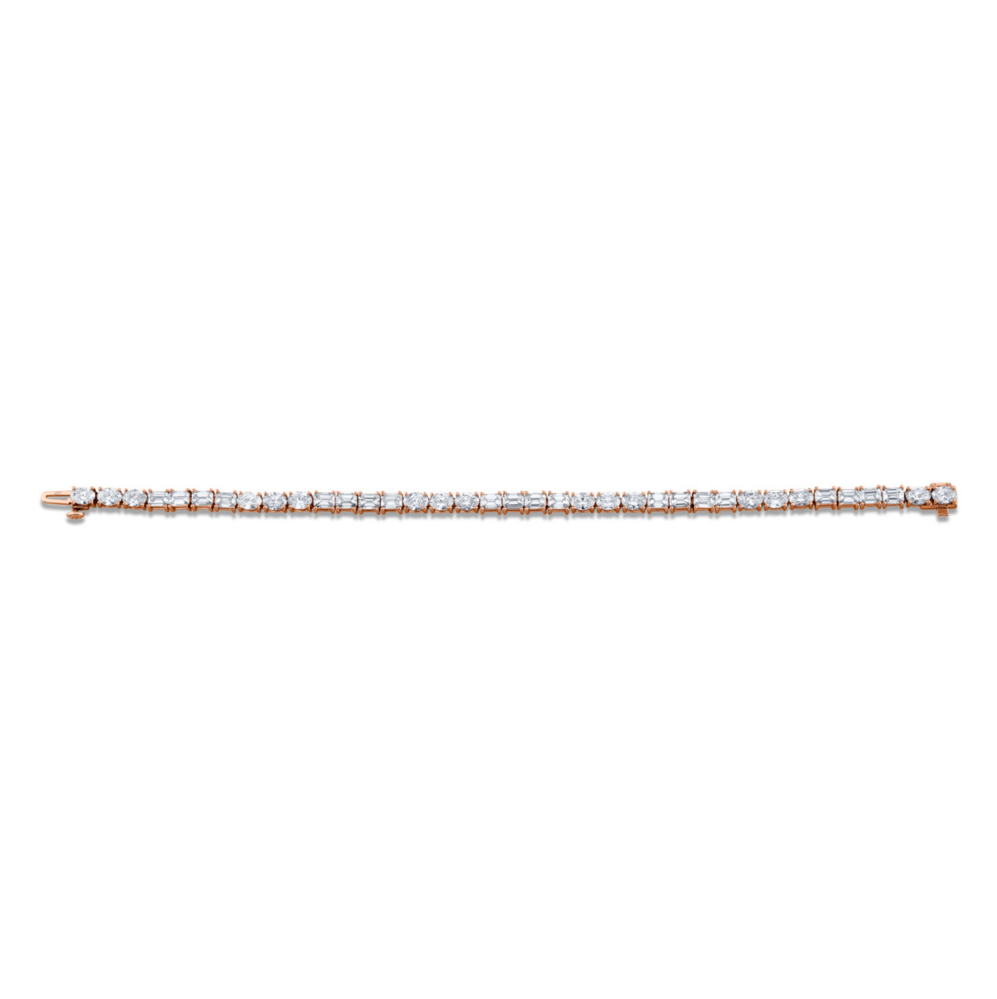 East West Emerald and Oval Diamond Bracelet