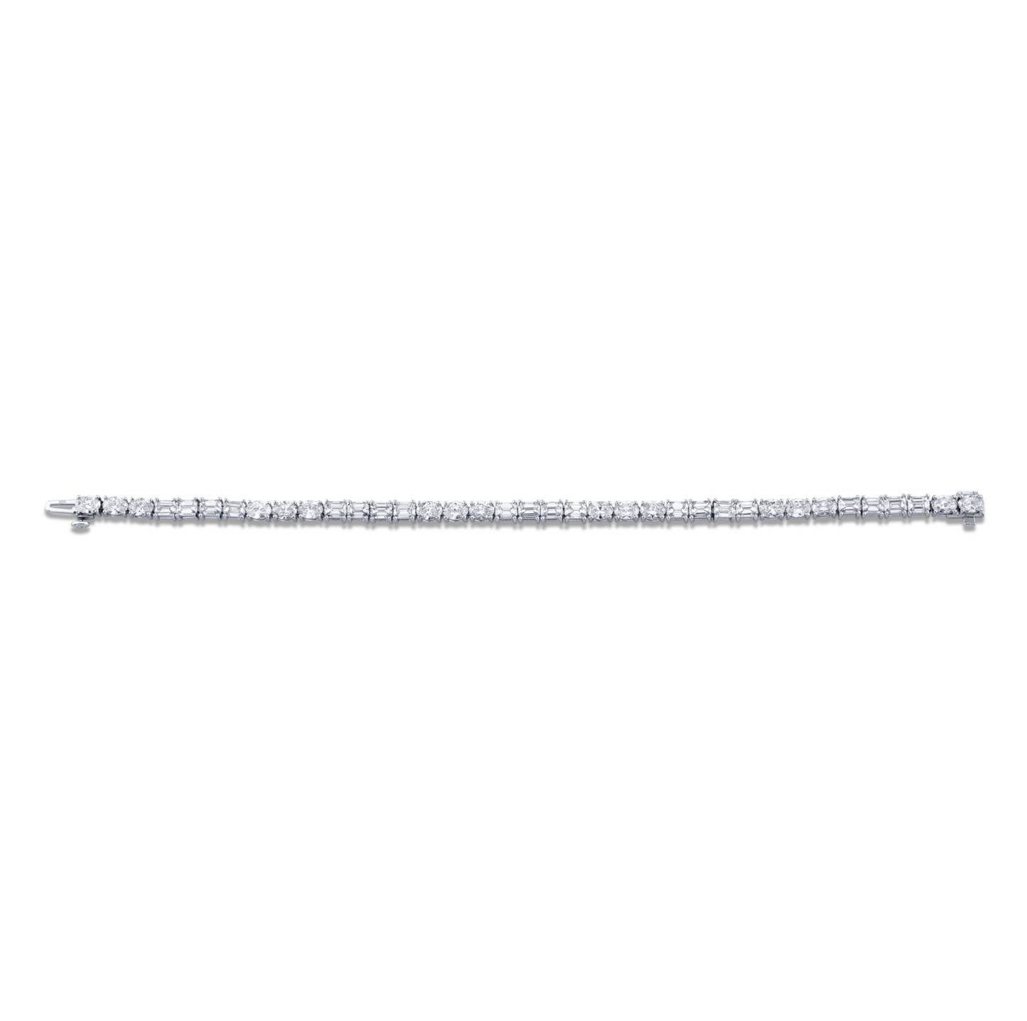 East West Emerald and Oval Diamond Bracelet