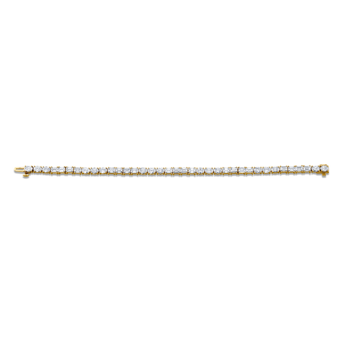East West Emerald and Oval Diamond Bracelet