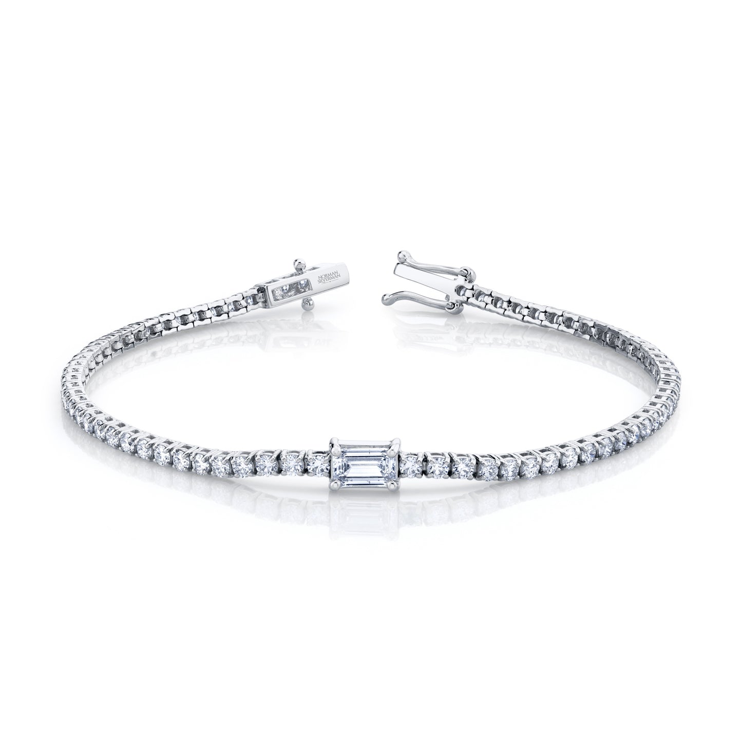 Straight Line Diamond Bracelet with Center Stone