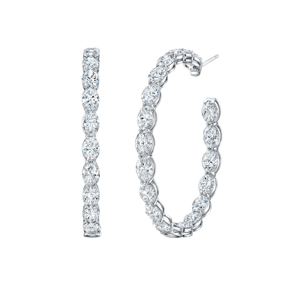 Oval Diamond Hoop Earrings