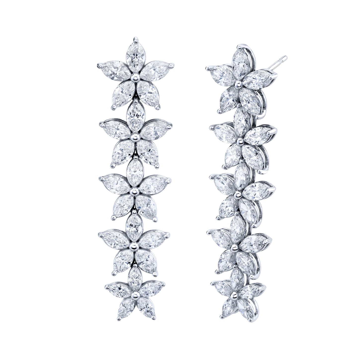 5.3 Carat Graduated Floret Dangle Earrings