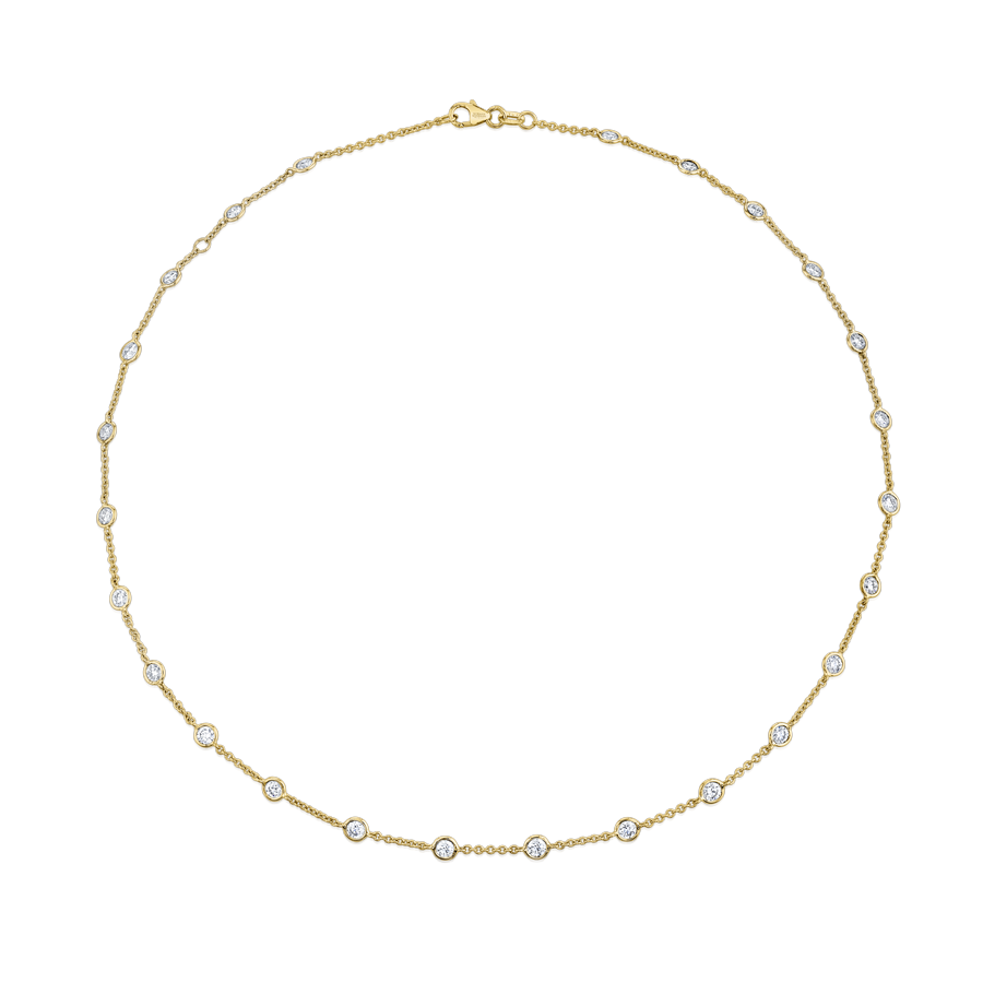 Classic round diamonds by the inch necklace in yellow gold