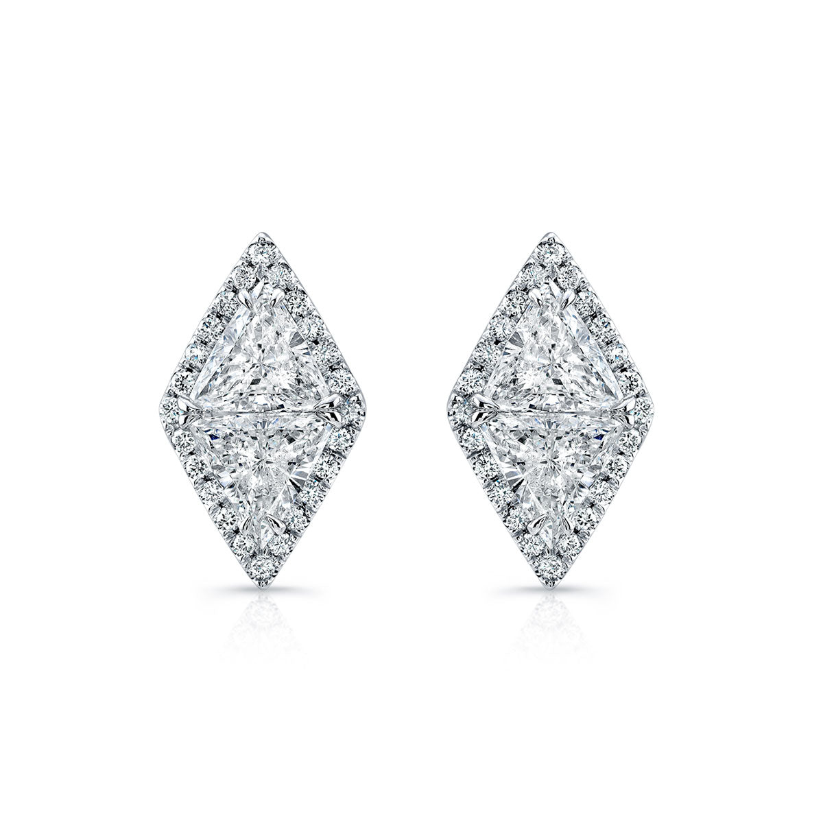 Trillion Cut Pavé With Halo Stud Earrings