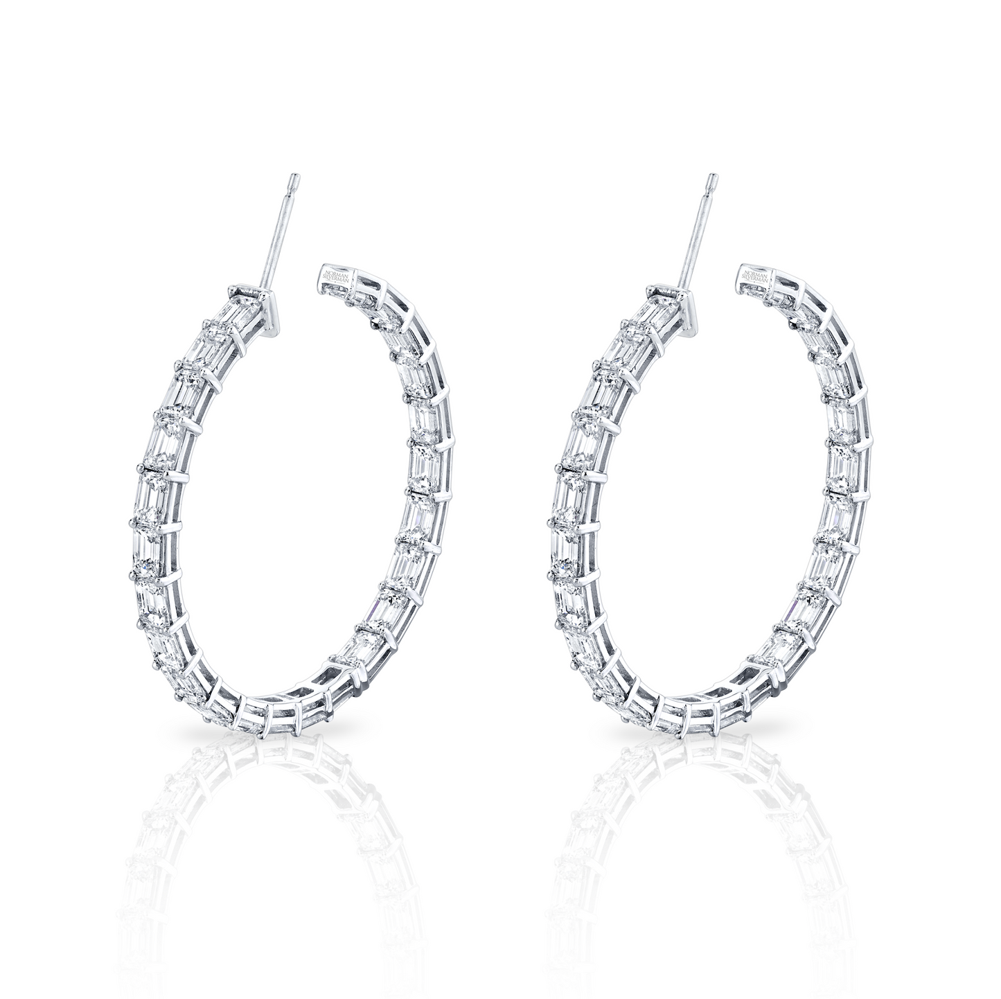 Norman Silverman Signature Emerald Cut Hoop In 18k White Gold