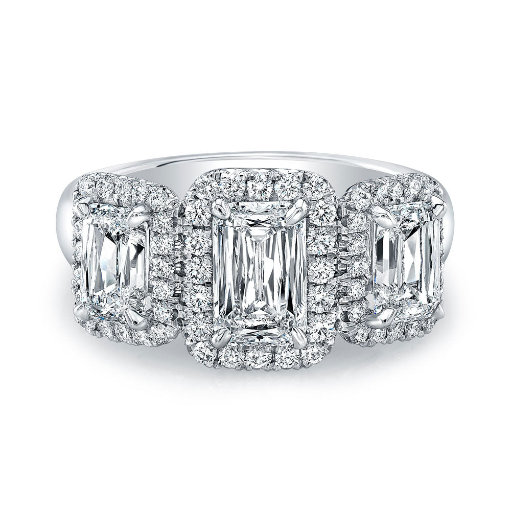 Emerald Cut Diamonds Pavé Platinum Setting