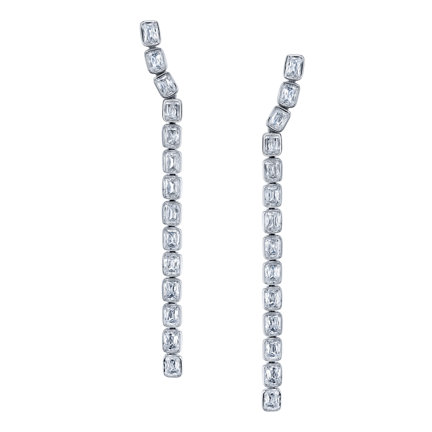 Emerald Cut Bezel Drop Earring
