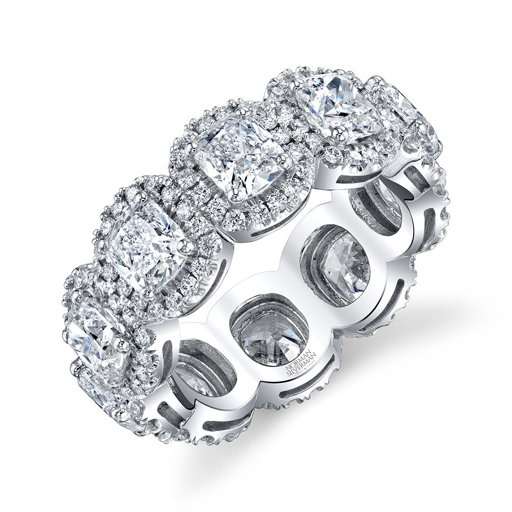 Norman Silverman Los Angeles Cushion Cut Eternity Band with Pavé
