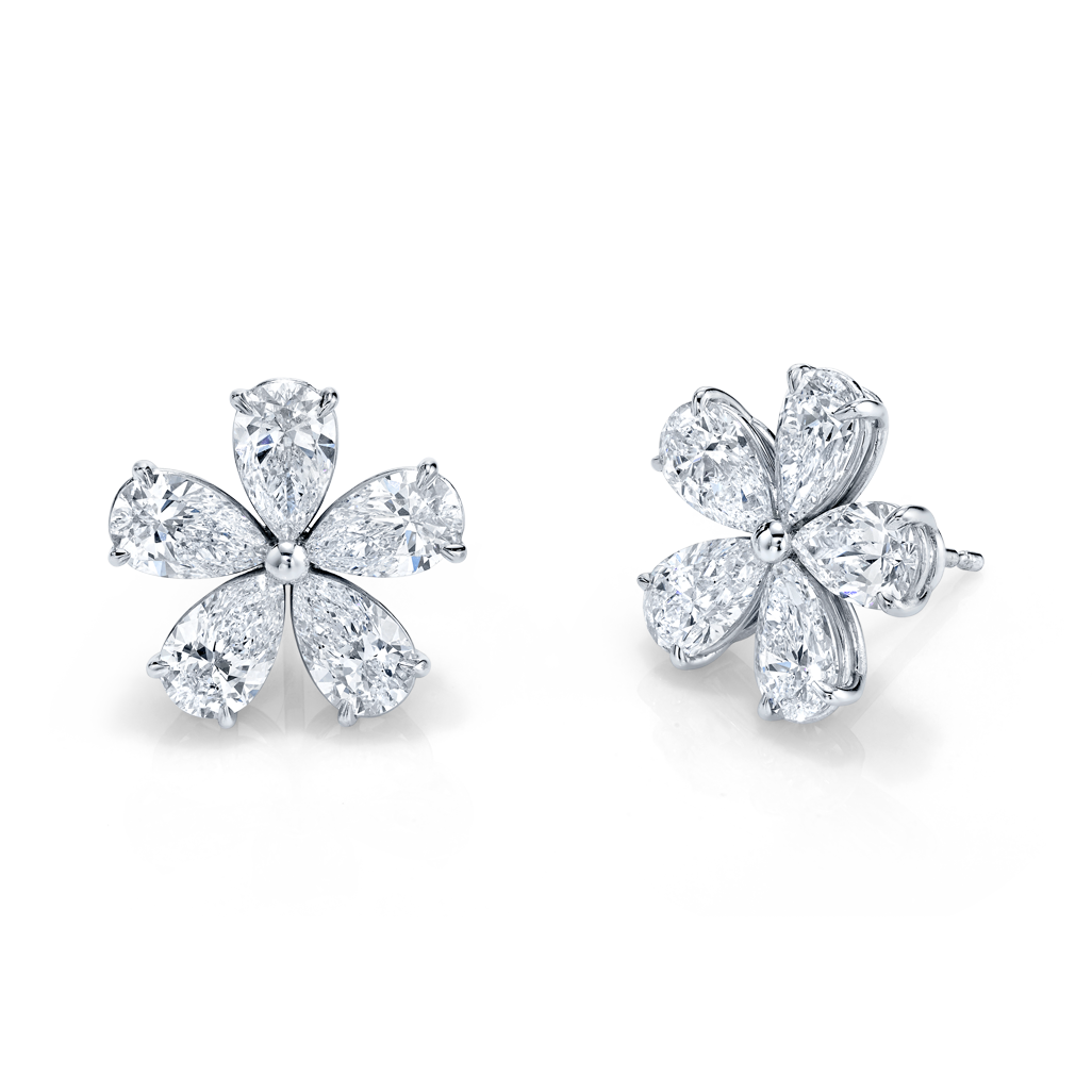 Pear Diamond Floret Earrings