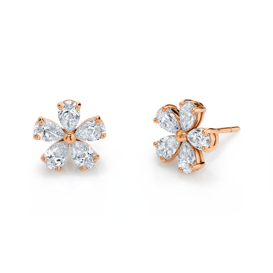 Diamond Floret Earrings in 18k Rose Gold