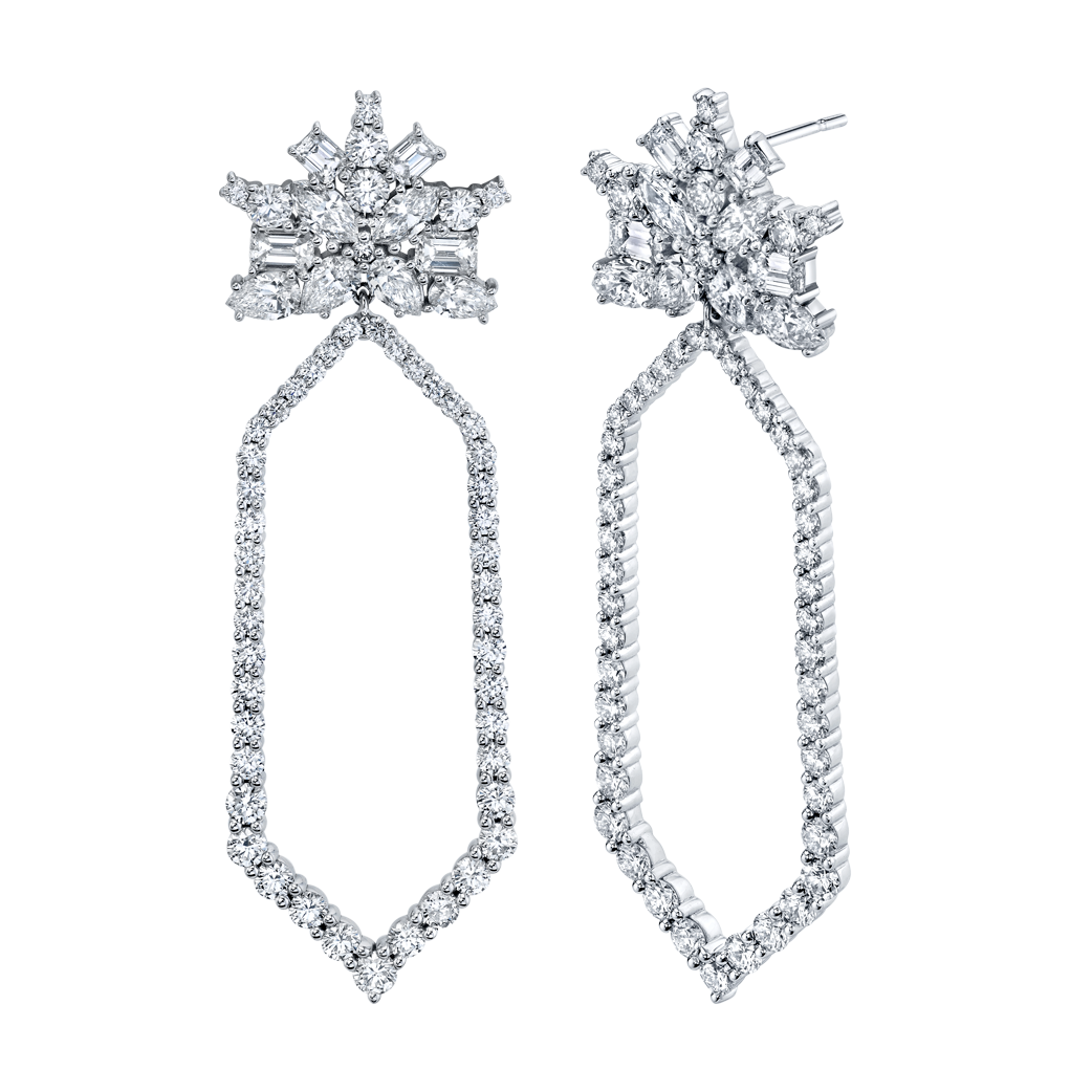 Contemporary Art Deco Diamond Earrings