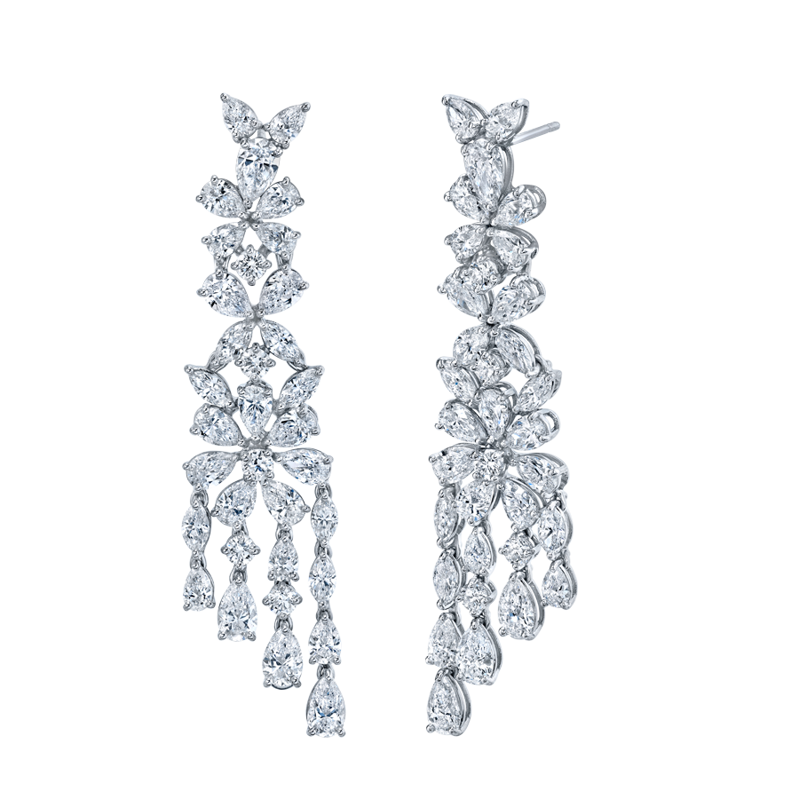 Marquise and Pear Evening Statement Earrings