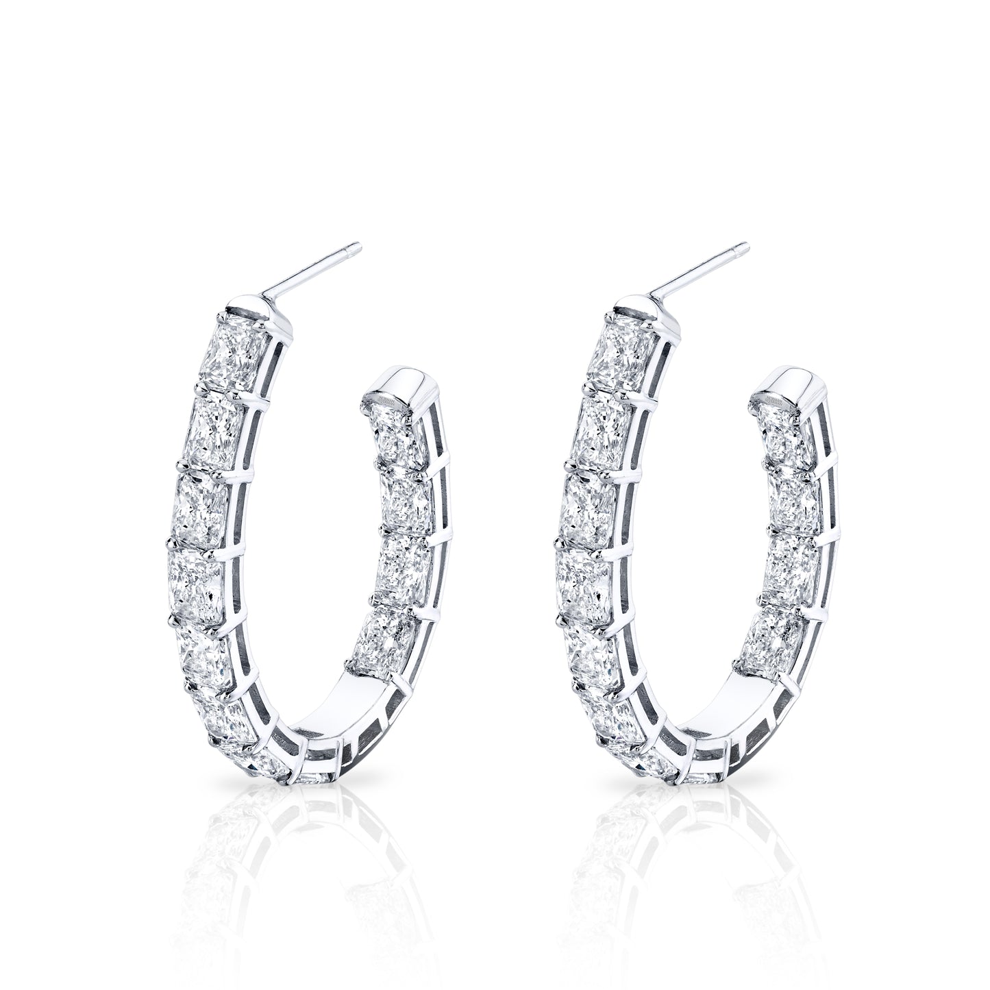Three-Quarter Emerald Cut Diamond Earrings