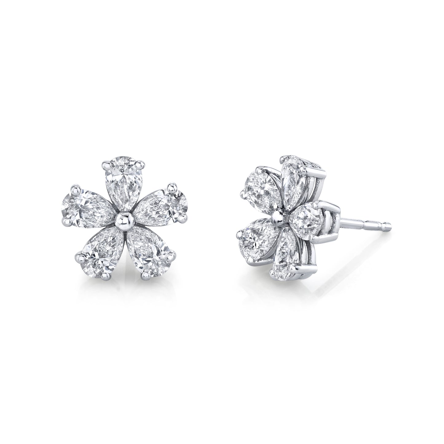 Pear Diamond Floret Earrings