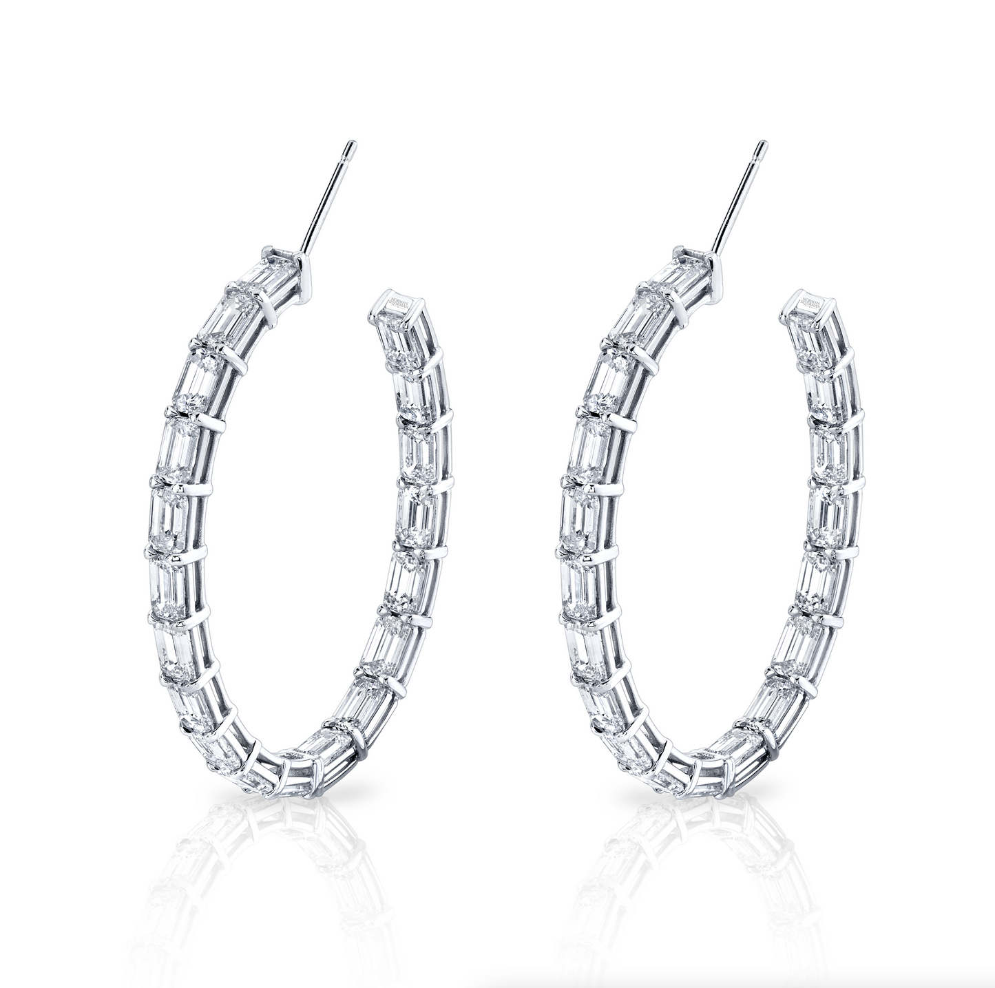 Norman Silverman Signature Emerald Cut Hoop In 18k White Gold