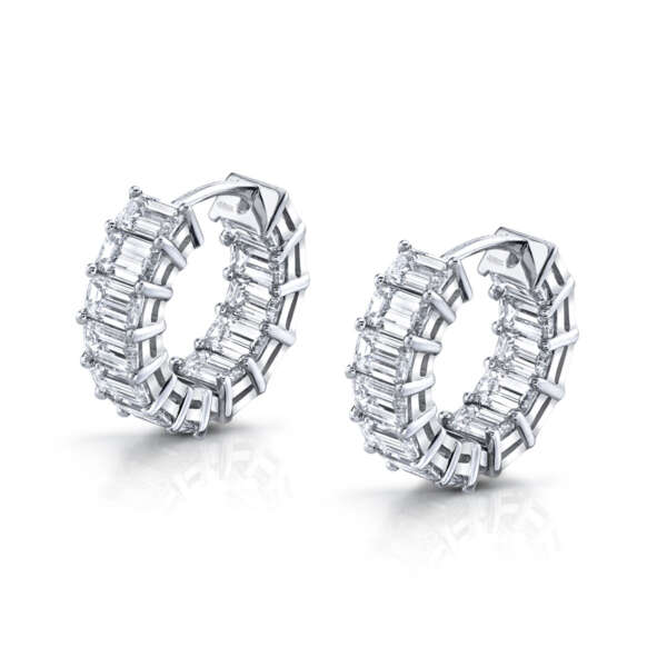 Signature Emerald Cut Diamond Huggies