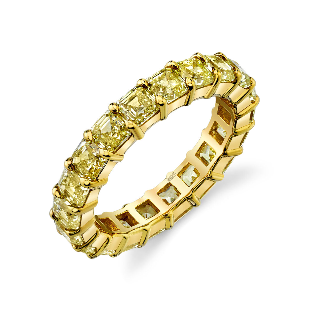 Asscher-Cut Diamond Eternity Band Set in 18k Yellow Gold