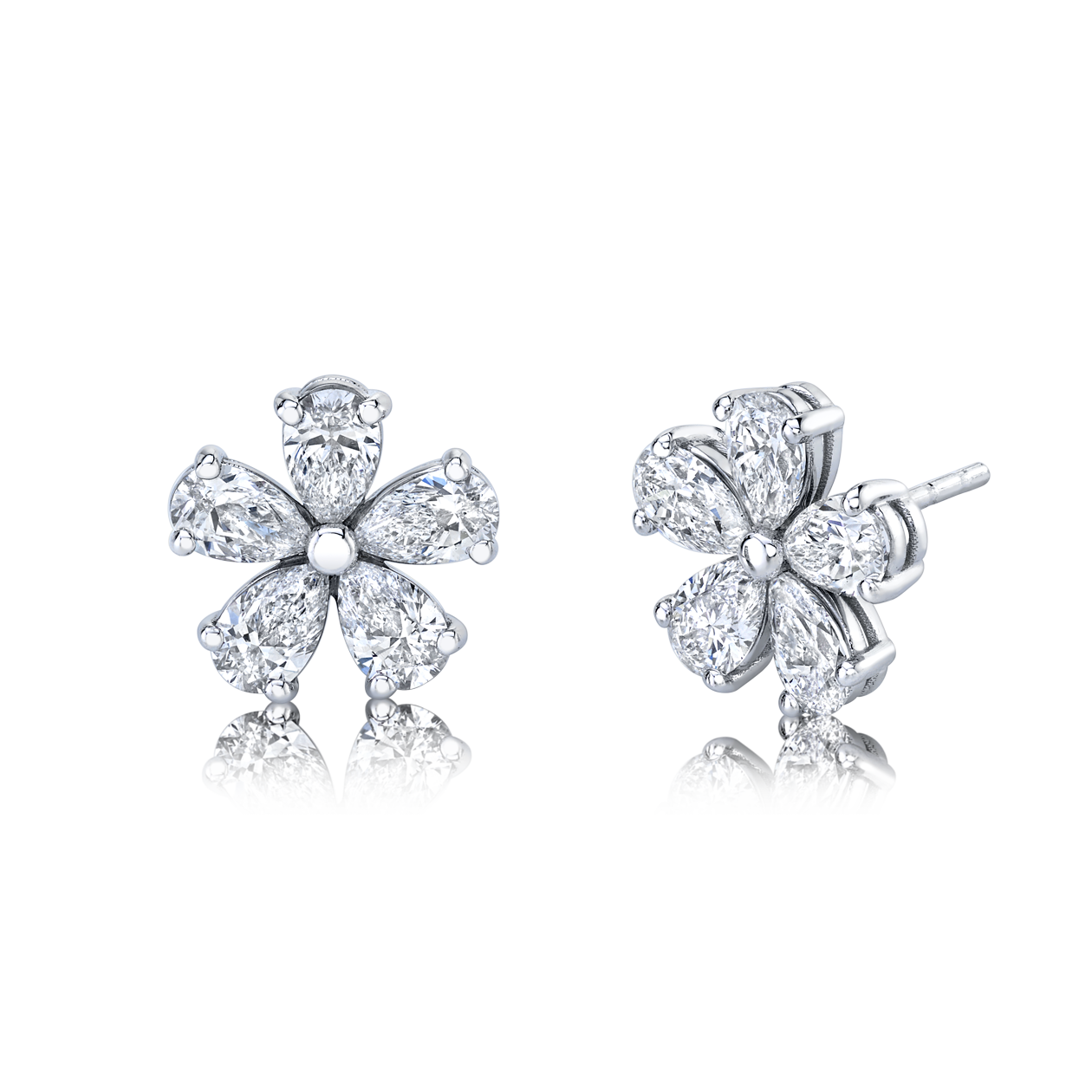 Pear Diamond Floret Earrings