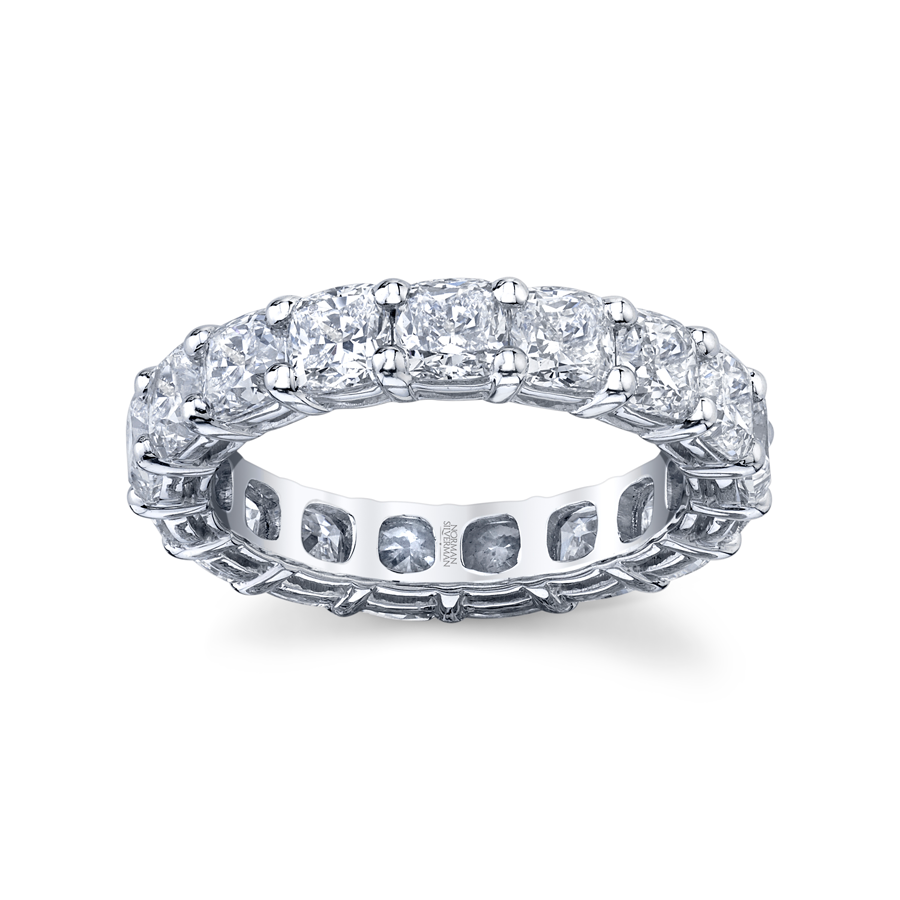 Cushion Cut Eternity Band in Platinum