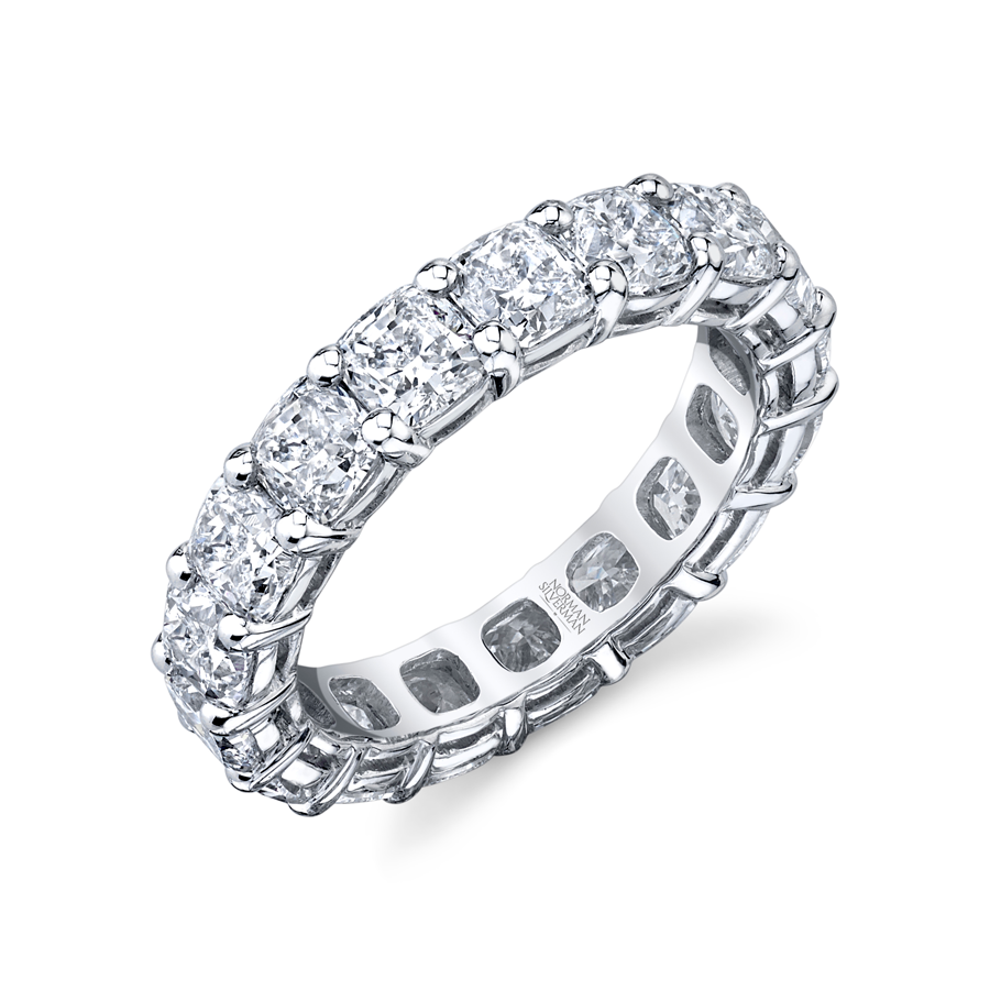 Cushion Cut Eternity Band in Platinum