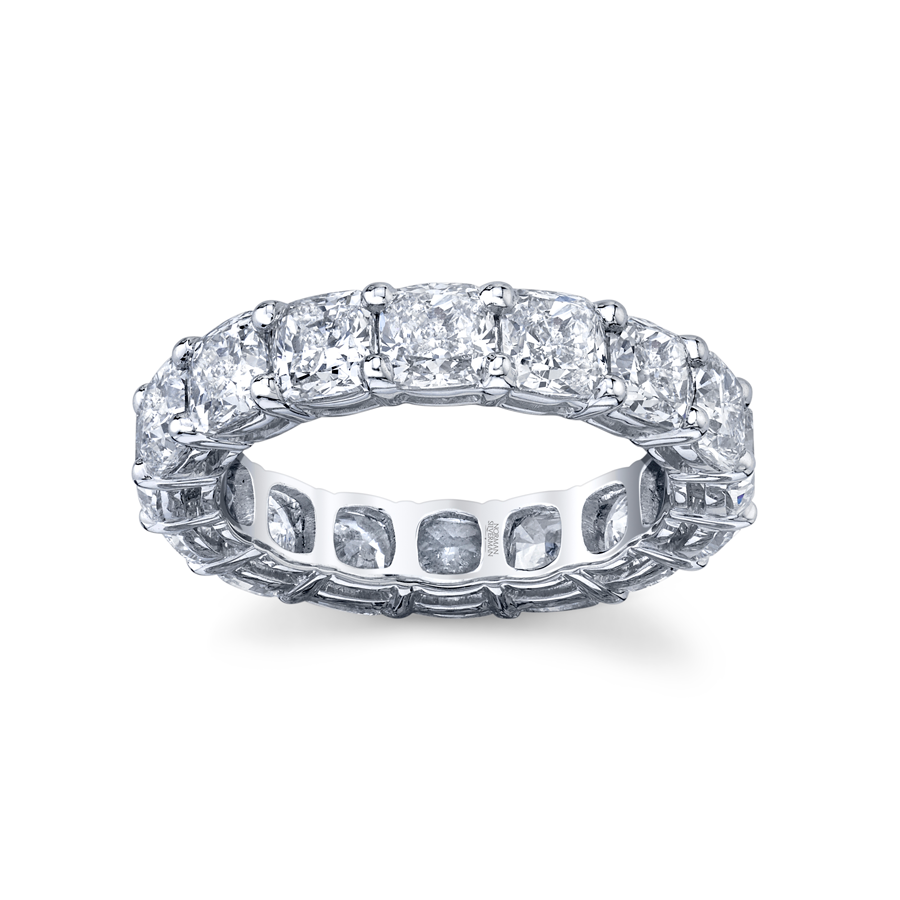 Cushion Cut Eternity Band in Platinum