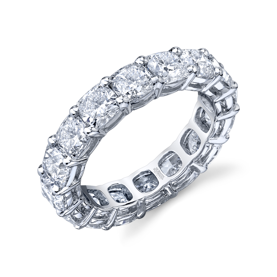 Cushion Cut Eternity Band in Platinum