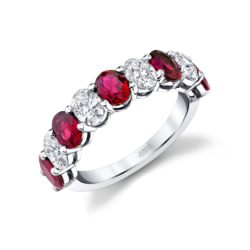 3.18 Carat White Gold Ruby and Oval Ring