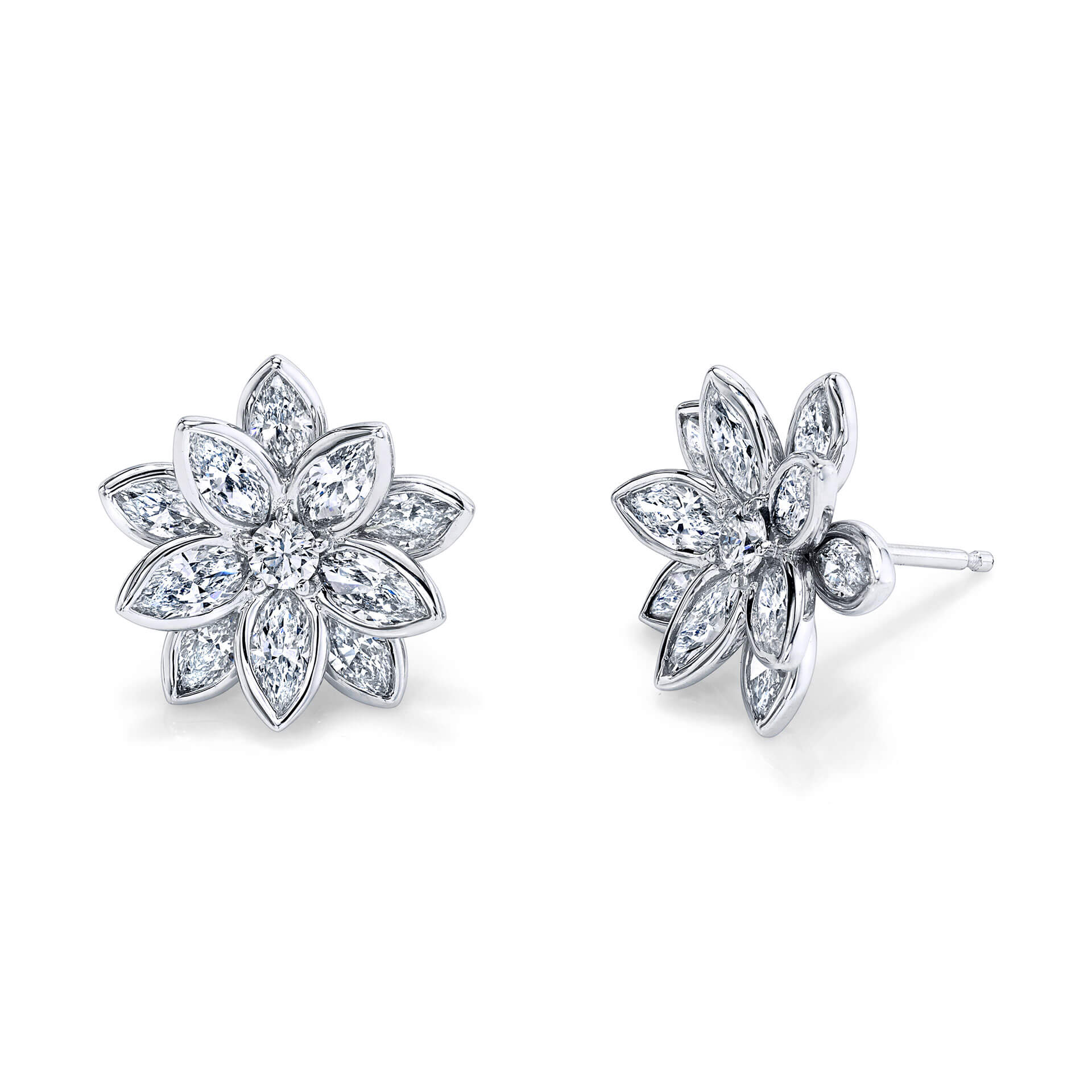 Marquise diamond flower earrings Clearance