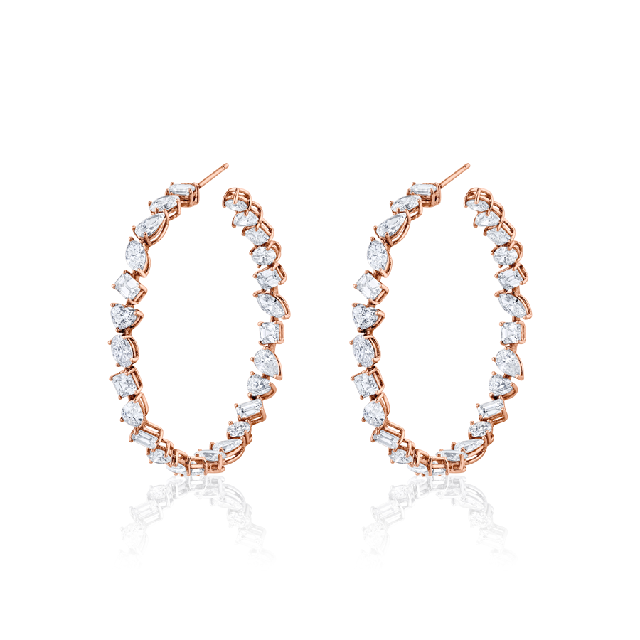 Mixed Fancy Shape Diamond Hoop Earring - LARGE